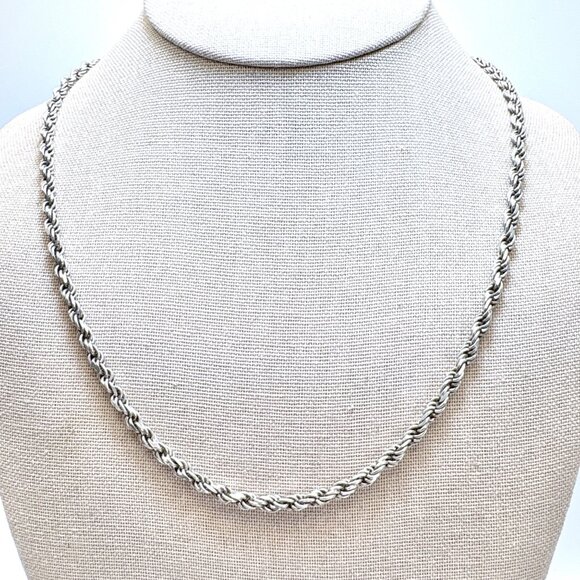 VTG Sterling Silver 925 Rope Chain Necklace Lobster Clasp Size 23